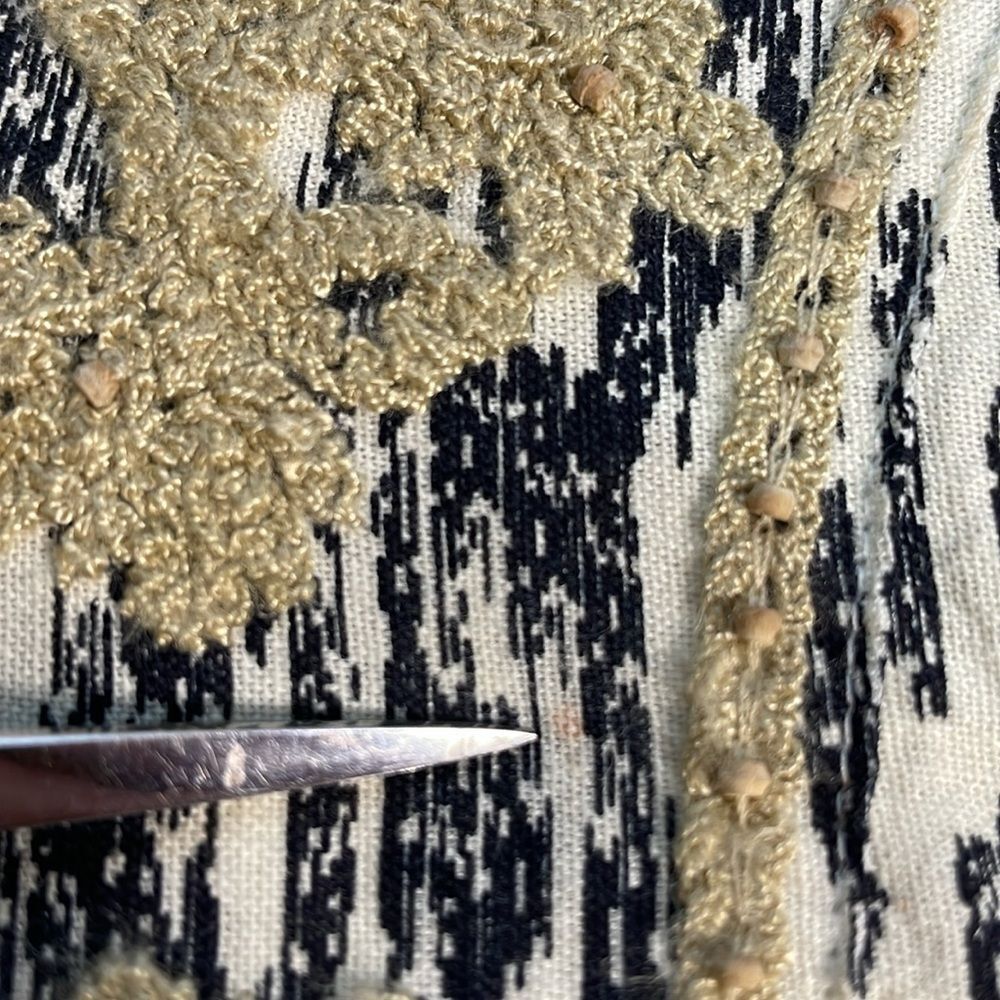 Zara Black and Off-white Dress with Embroidery and Beading Cotton/Linen Blend XL - Picture 15 of 15